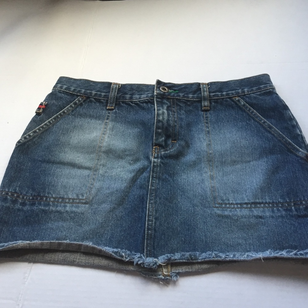 Vintage Tommy Jeans Denim Skirt Frayed Bottom - Picture 1 of 6